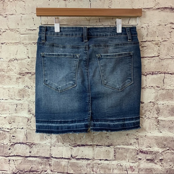 KanCan Light Wash Raw Hem Denim Mini Skirt - Picture 7 of 10